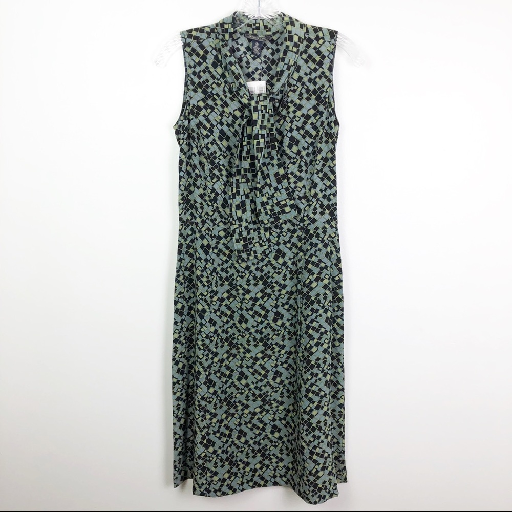Harold's Silk Tie Dress Geometric Sleeveless Midi